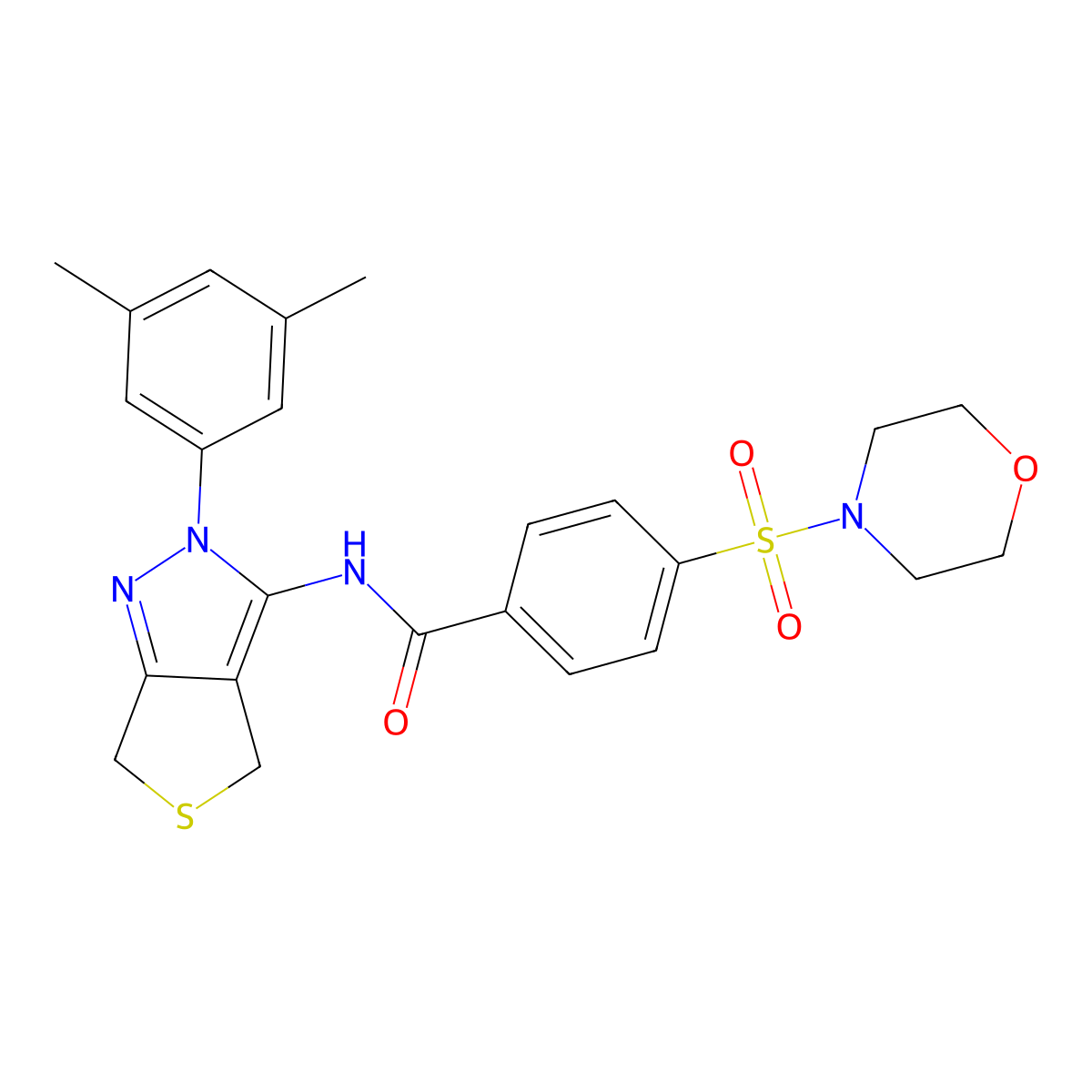 N-(2-(3,5-dimethylphenyl)-4,6-dihydro-2H-thieno[3,4-c]pyrazol-3-yl)-4-(morpholinosulfonyl)benzamide molecular structure, CAS 396722-94-4
