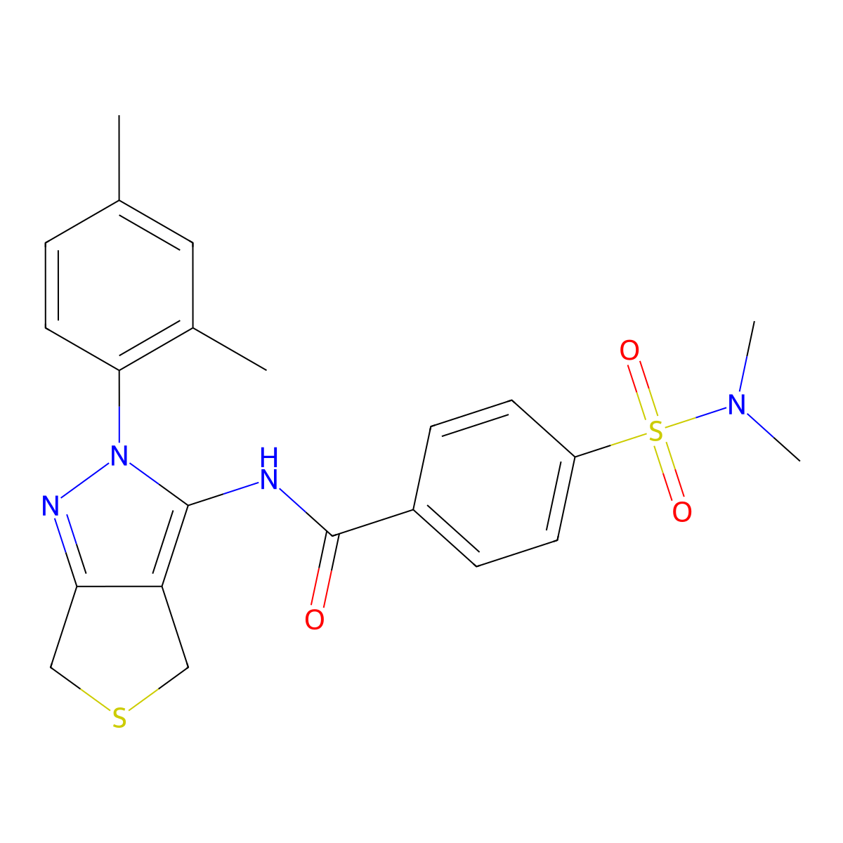 N-[2-(2,4-dimethylphenyl)-4,6-dihydrothieno[3,4-c]pyrazol-3-yl]-4-(dimethylsulfamoyl)benzamide molecular structure, CAS 396723-04-9