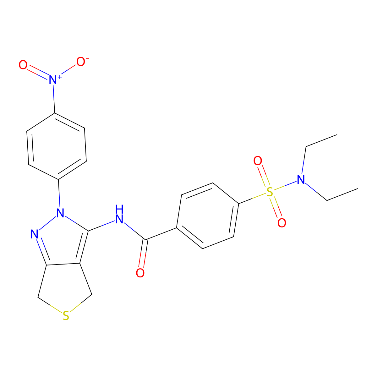 4-(N,N-diethylsulfamoyl)-N-(2-(4-nitrophenyl)-4,6-dihydro-2H-thieno[3,4-c]pyrazol-3-yl)benzamide molecular structure, CAS 396723-06-1