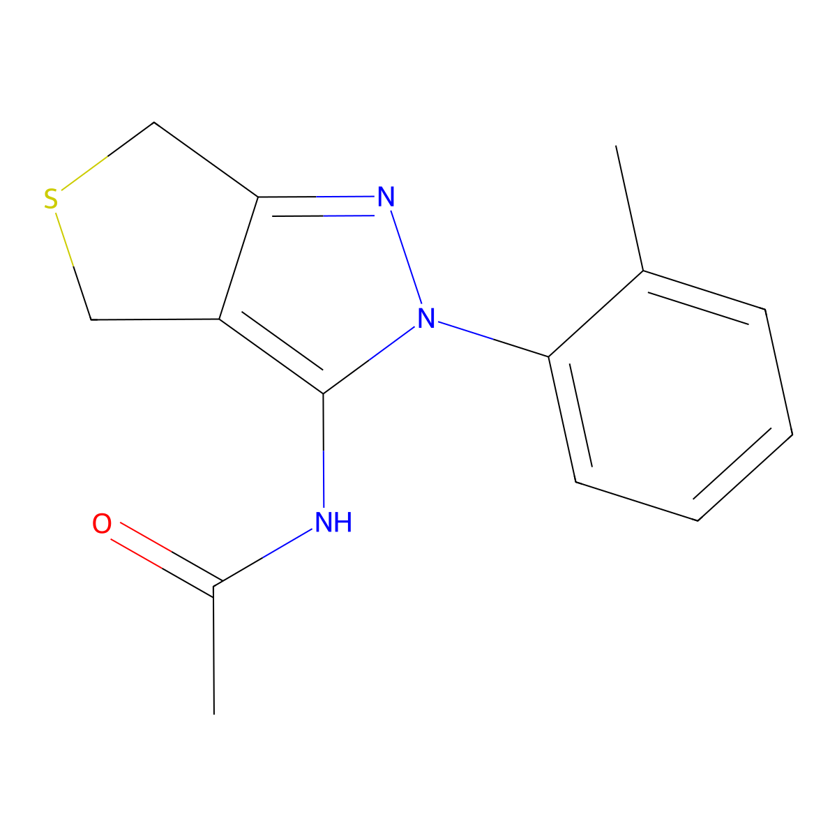 N-[2-(2-methylphenyl)-4,6-dihydrothieno[3,4-c]pyrazol-3-yl]acetamide molecular structure, CAS 396723-14-1