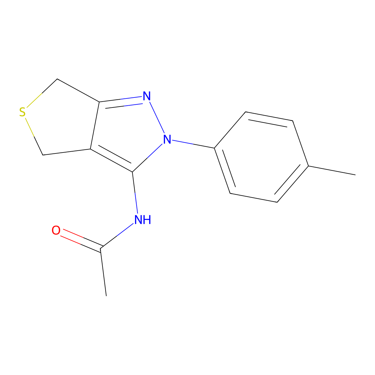 N-[2-(4-methylphenyl)-4,6-dihydrothieno[3,4-c]pyrazol-3-yl]acetamide molecular structure, CAS 396723-15-2