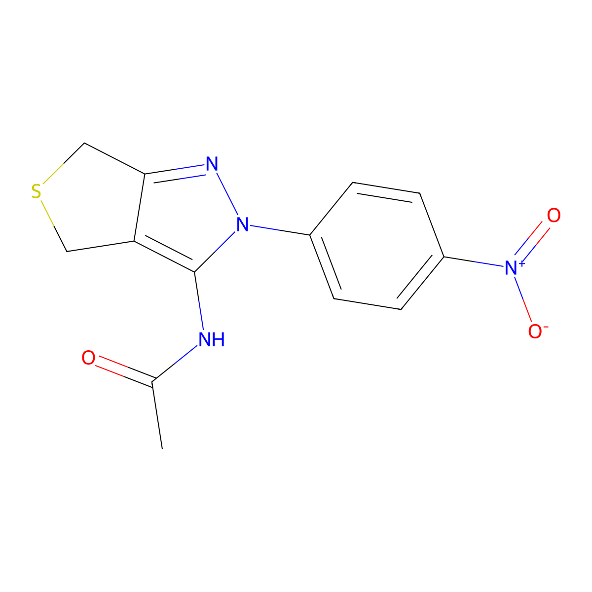 N-[2-(4-nitrophenyl)-4,6-dihydrothieno[3,4-c]pyrazol-3-yl]acetamide molecular structure, CAS 396723-17-4