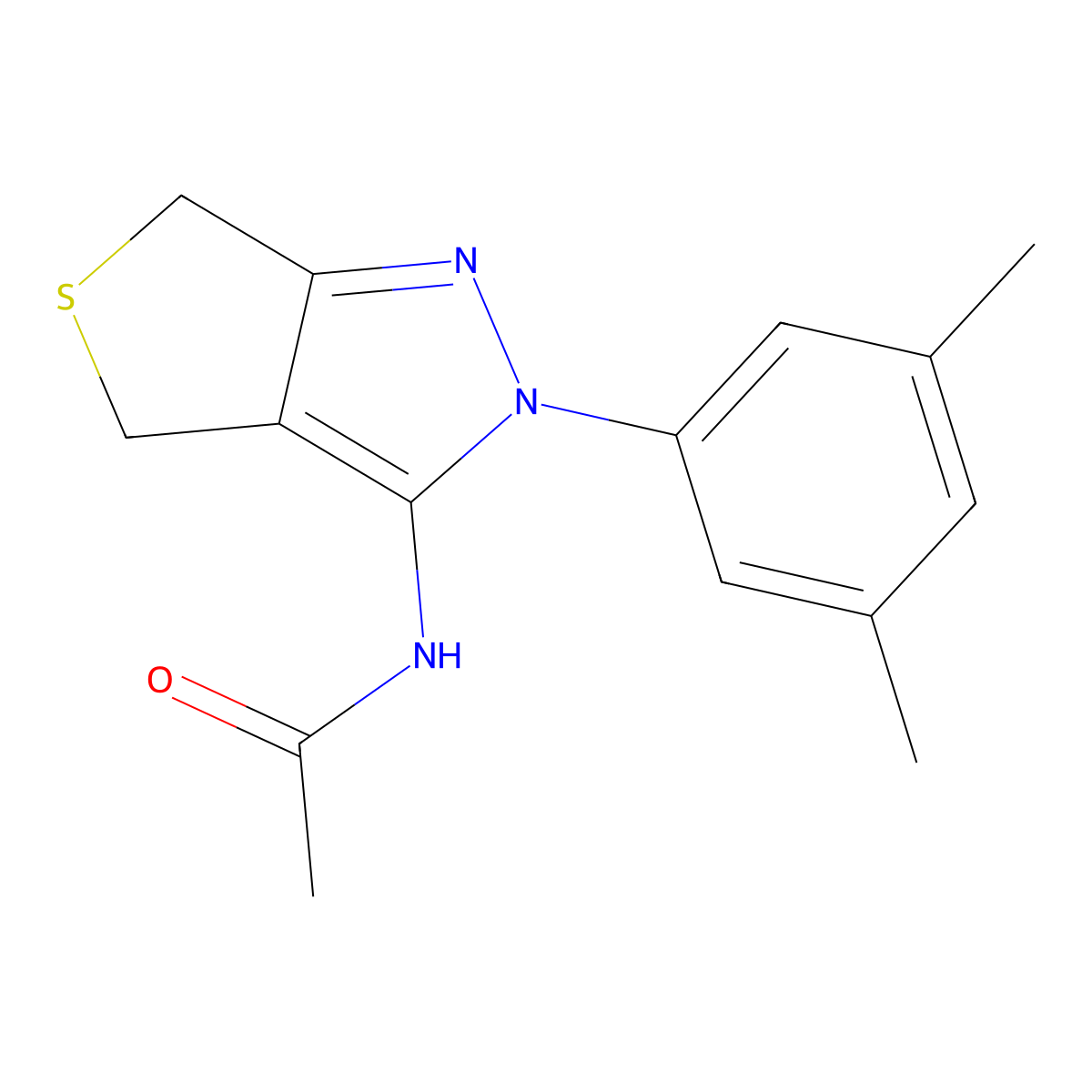 N-(2-(3,5-dimethylphenyl)-4,6-dihydro-2H-thieno[3,4-c]pyrazol-3-yl)acetamide molecular structure, CAS 396723-19-6