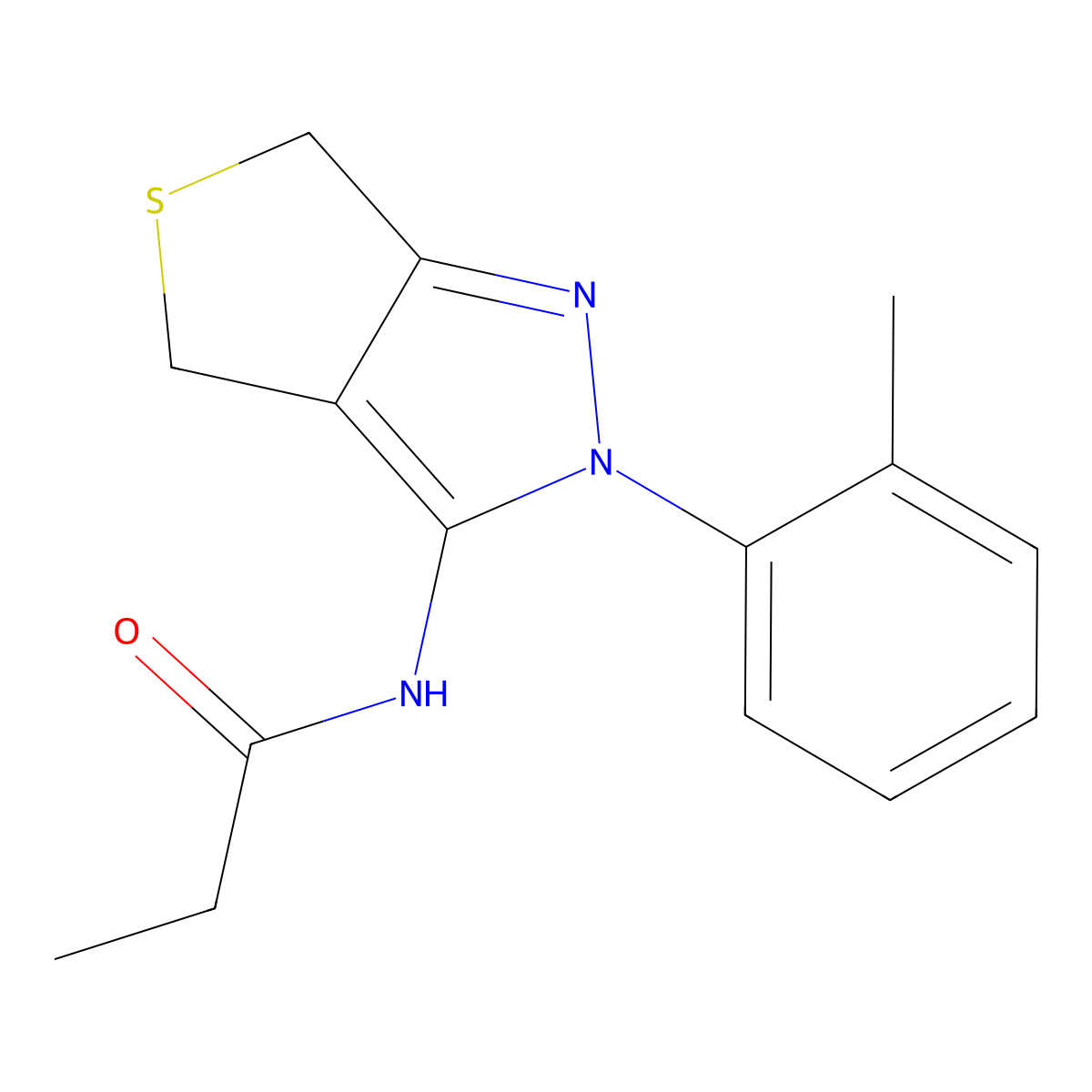 N-[2-(2-methylphenyl)-4,6-dihydrothieno[3,4-c]pyrazol-3-yl]propanamide molecular structure, CAS 396723-23-2
