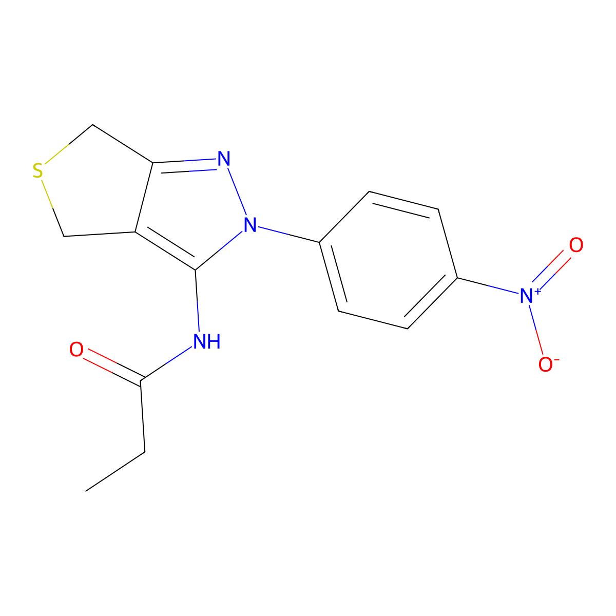 N-[2-(4-nitrophenyl)-4,6-dihydrothieno[3,4-c]pyrazol-3-yl]propanamide molecular structure, CAS 396723-25-4