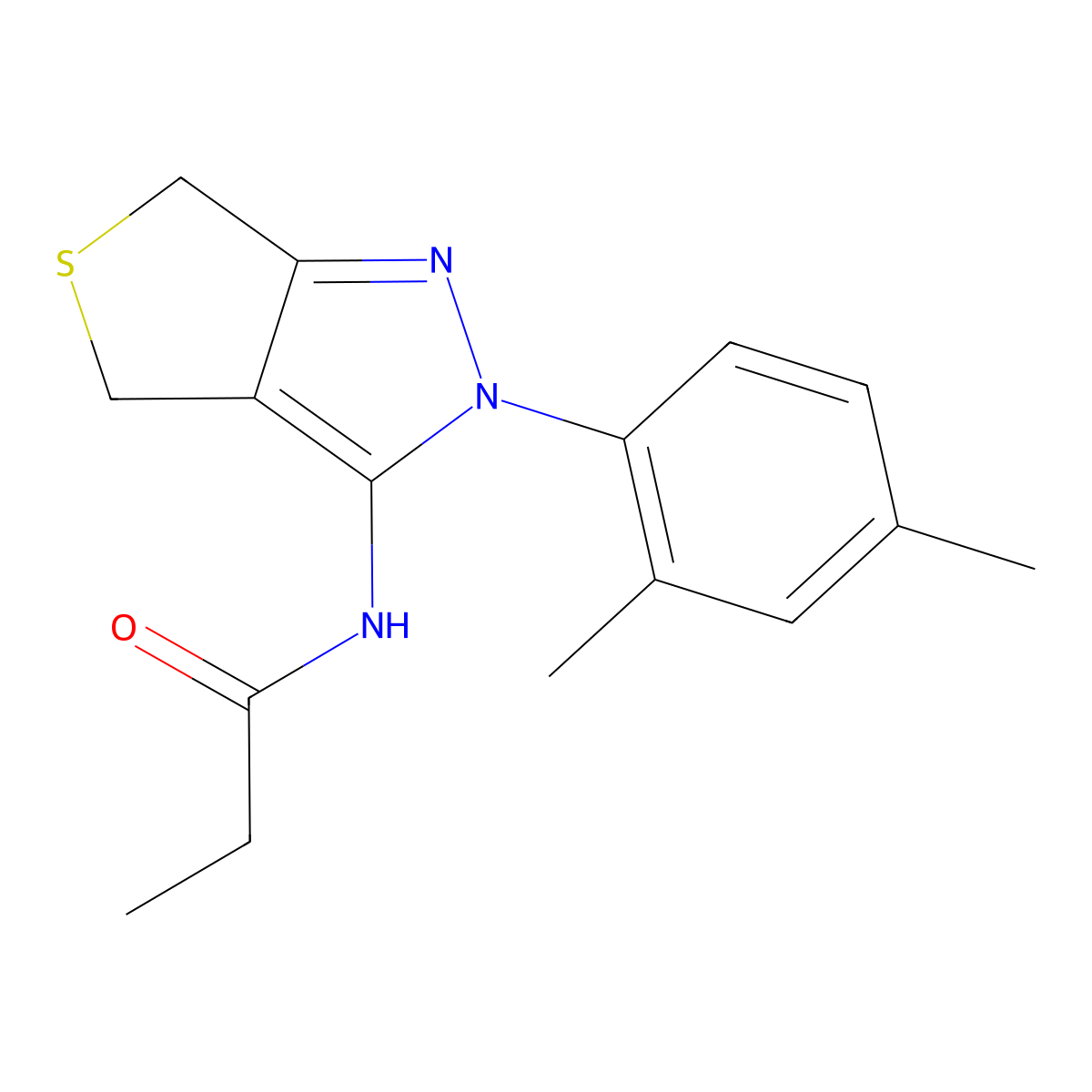 N-[2-(2,4-dimethylphenyl)-4,6-dihydrothieno[3,4-c]pyrazol-3-yl]propanamide molecular structure, CAS 396723-27-6