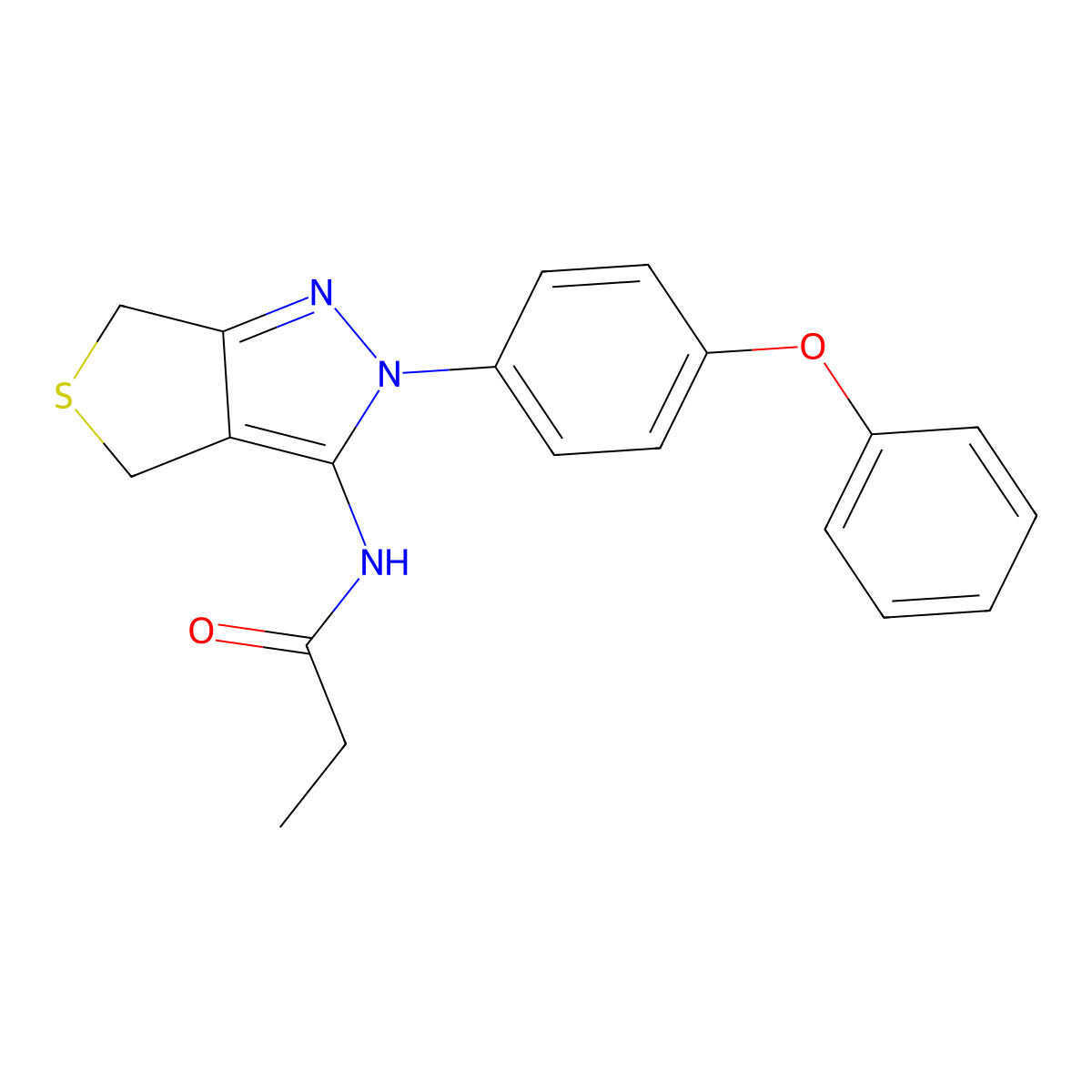 N-(2-(4-phenoxyphenyl)-4,6-dihydro-2H-thieno[3,4-c]pyrazol-3-yl)propionamide molecular structure, CAS 396723-29-8