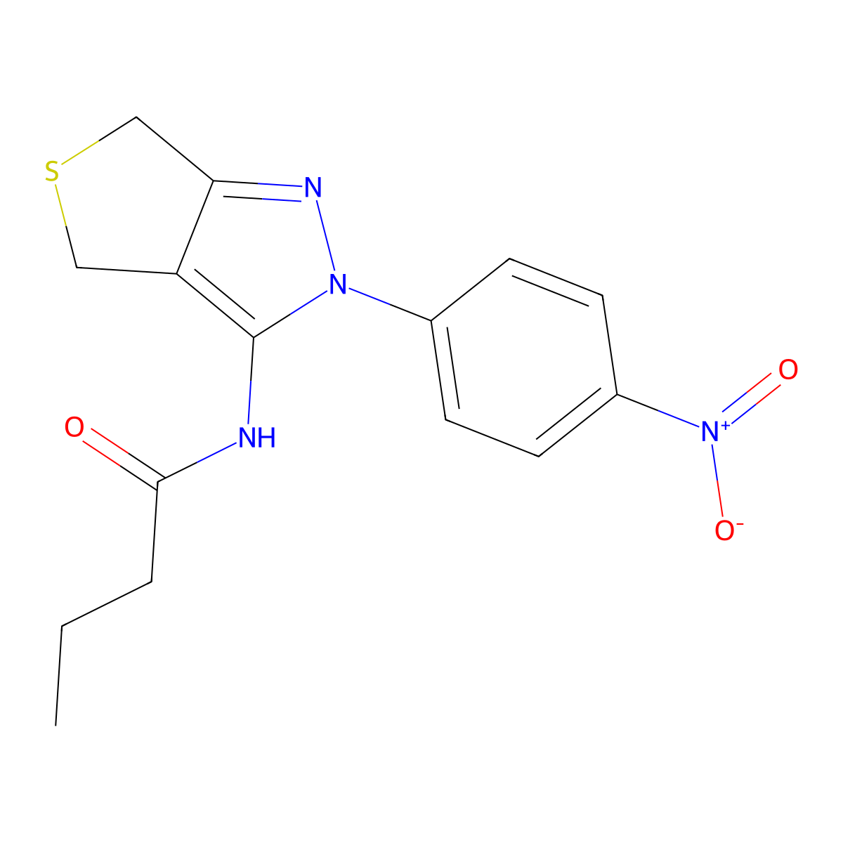 N-[2-(4-nitrophenyl)-4,6-dihydrothieno[3,4-c]pyrazol-3-yl]butanamide molecular structure, CAS 396723-33-4