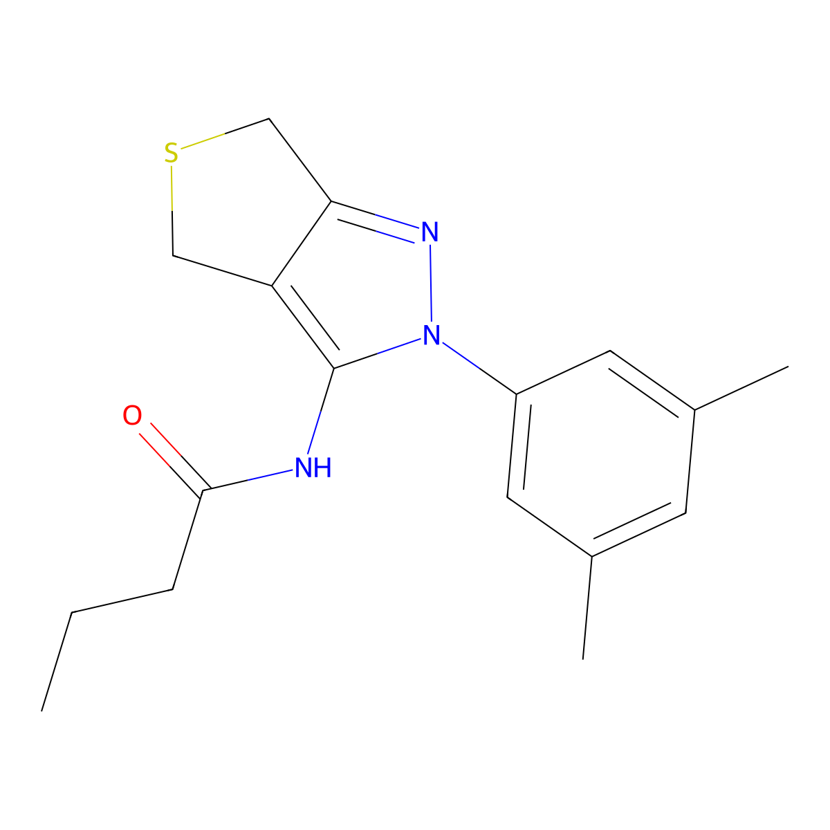 N-(2-(3,5-dimethylphenyl)-4,6-dihydro-2H-thieno[3,4-c]pyrazol-3-yl)butyramide molecular structure, CAS 396723-35-6