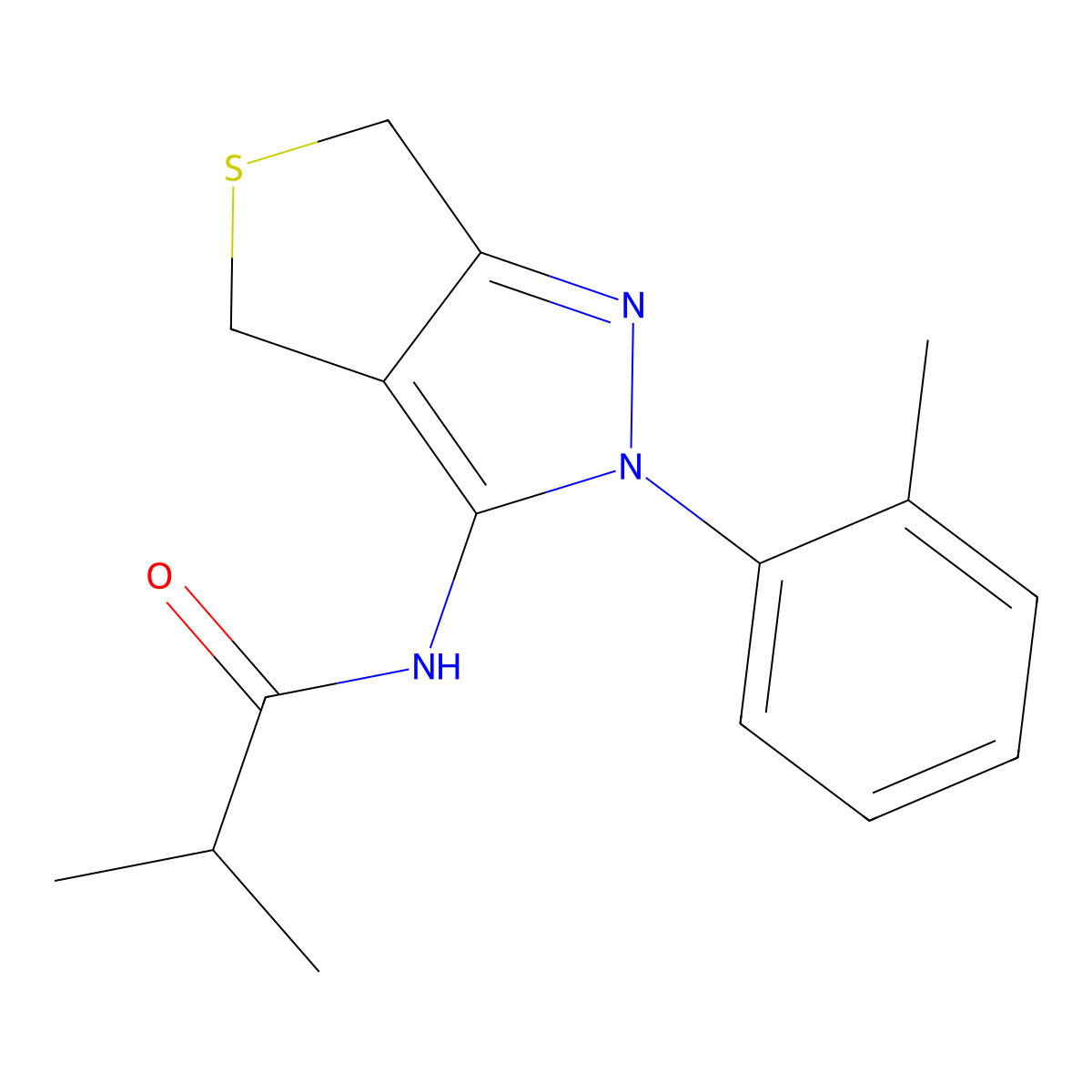 2-methyl-N-[2-(2-methylphenyl)-4,6-dihydrothieno[3,4-c]pyrazol-3-yl]propanamide molecular structure, CAS 396723-37-8