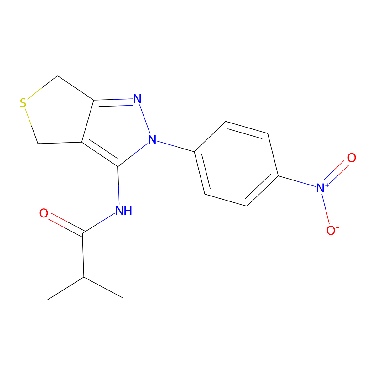 N-(2-(4-nitrophenyl)-4,6-dihydro-2H-thieno[3,4-c]pyrazol-3-yl)isobutyramide molecular structure, CAS 396723-40-3
