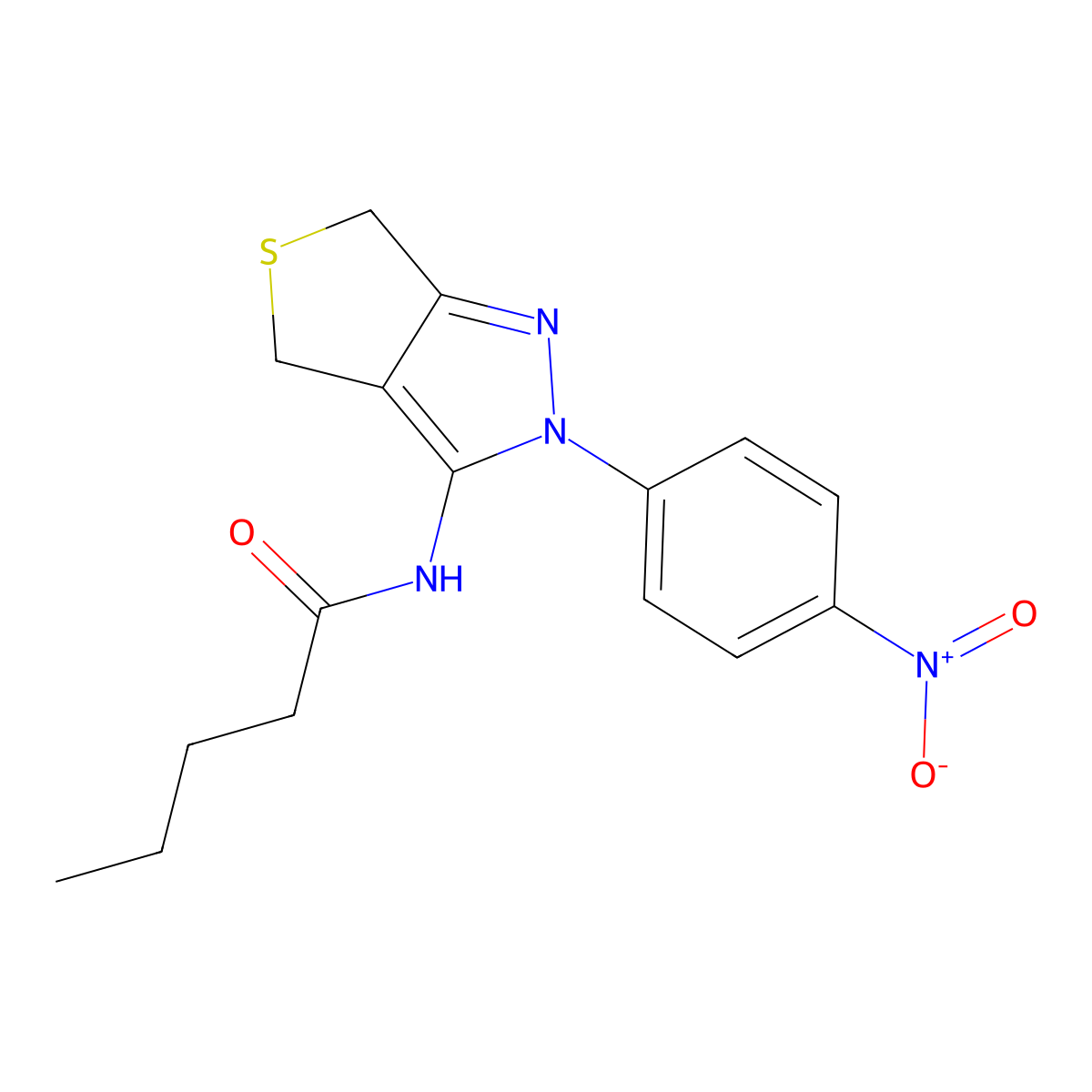 N-[2-(4-nitrophenyl)-4,6-dihydrothieno[3,4-c]pyrazol-3-yl]pentanamide molecular structure, CAS 396723-48-1