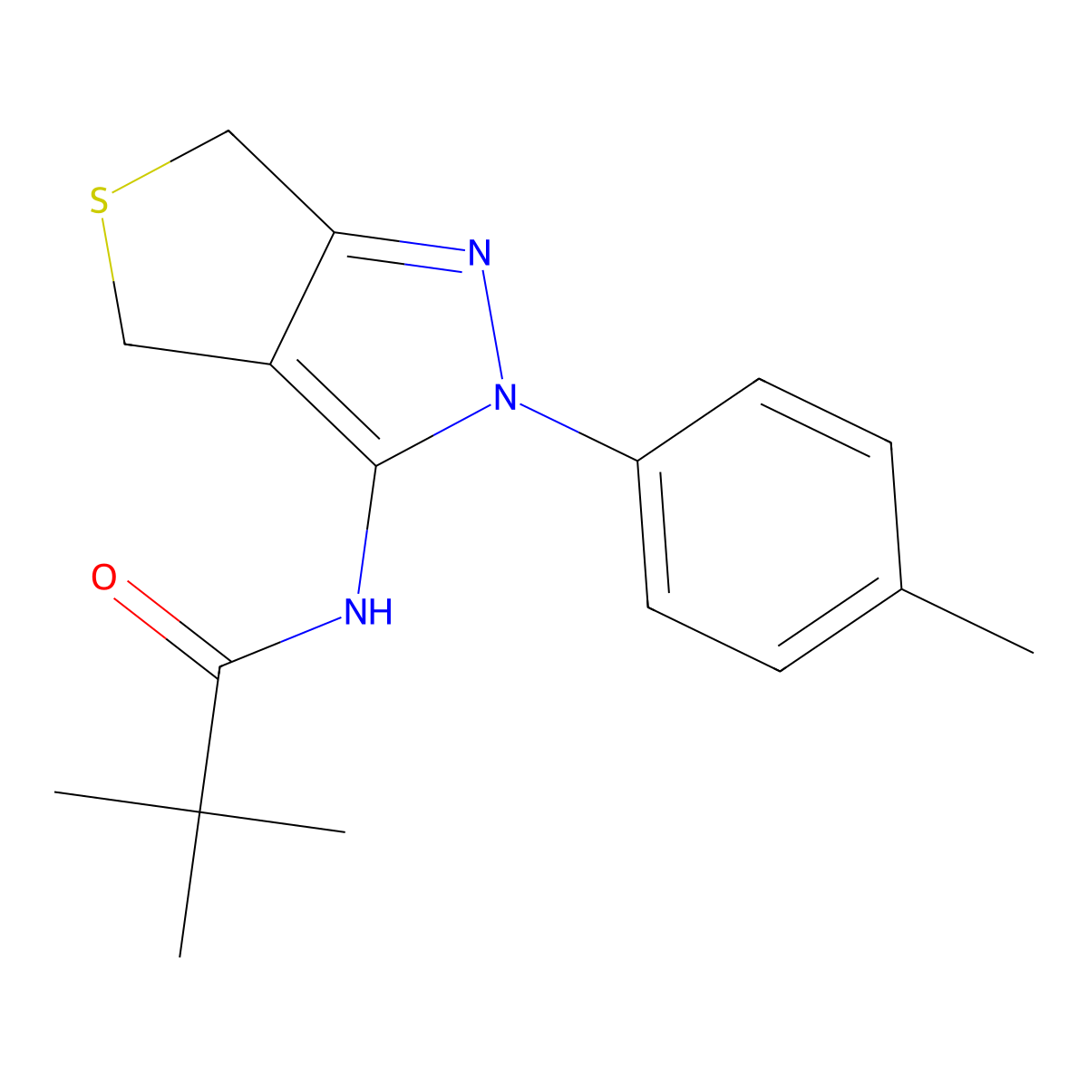 N-(2-(p-tolyl)-4,6-dihydro-2H-thieno[3,4-c]pyrazol-3-yl)pivalamide molecular structure, CAS 396723-55-0