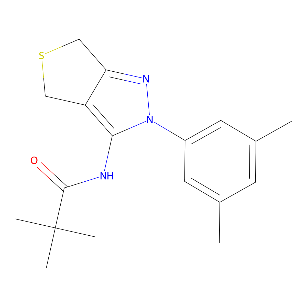 N-(2-(3,5-dimethylphenyl)-4,6-dihydro-2H-thieno[3,4-c]pyrazol-3-yl)pivalamide molecular structure, CAS 396723-59-4