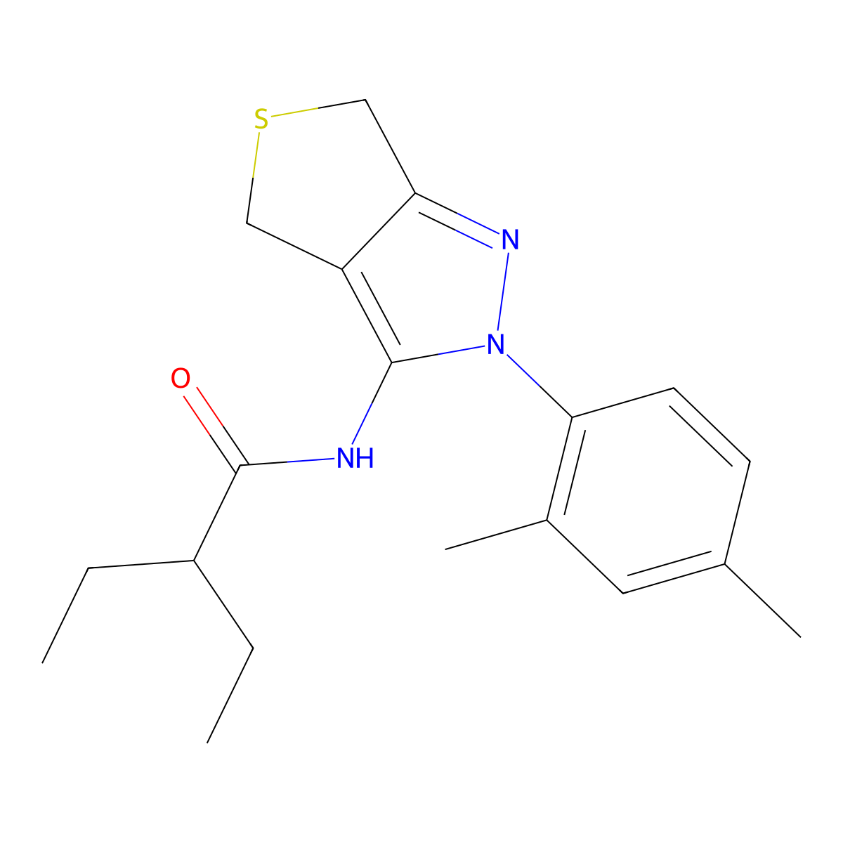 N-[2-(2,4-dimethylphenyl)-4,6-dihydrothieno[3,4-c]pyrazol-3-yl]-2-ethylbutanamide molecular structure, CAS 396723-91-4