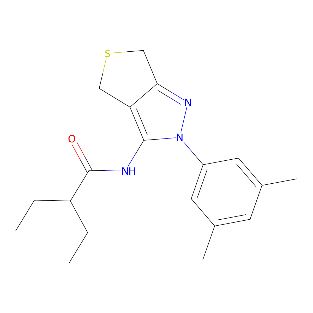 N-(2-(3,5-dimethylphenyl)-4,6-dihydro-2H-thieno[3,4-c]pyrazol-3-yl)-2-ethylbutanamide molecular structure, CAS 396723-92-5