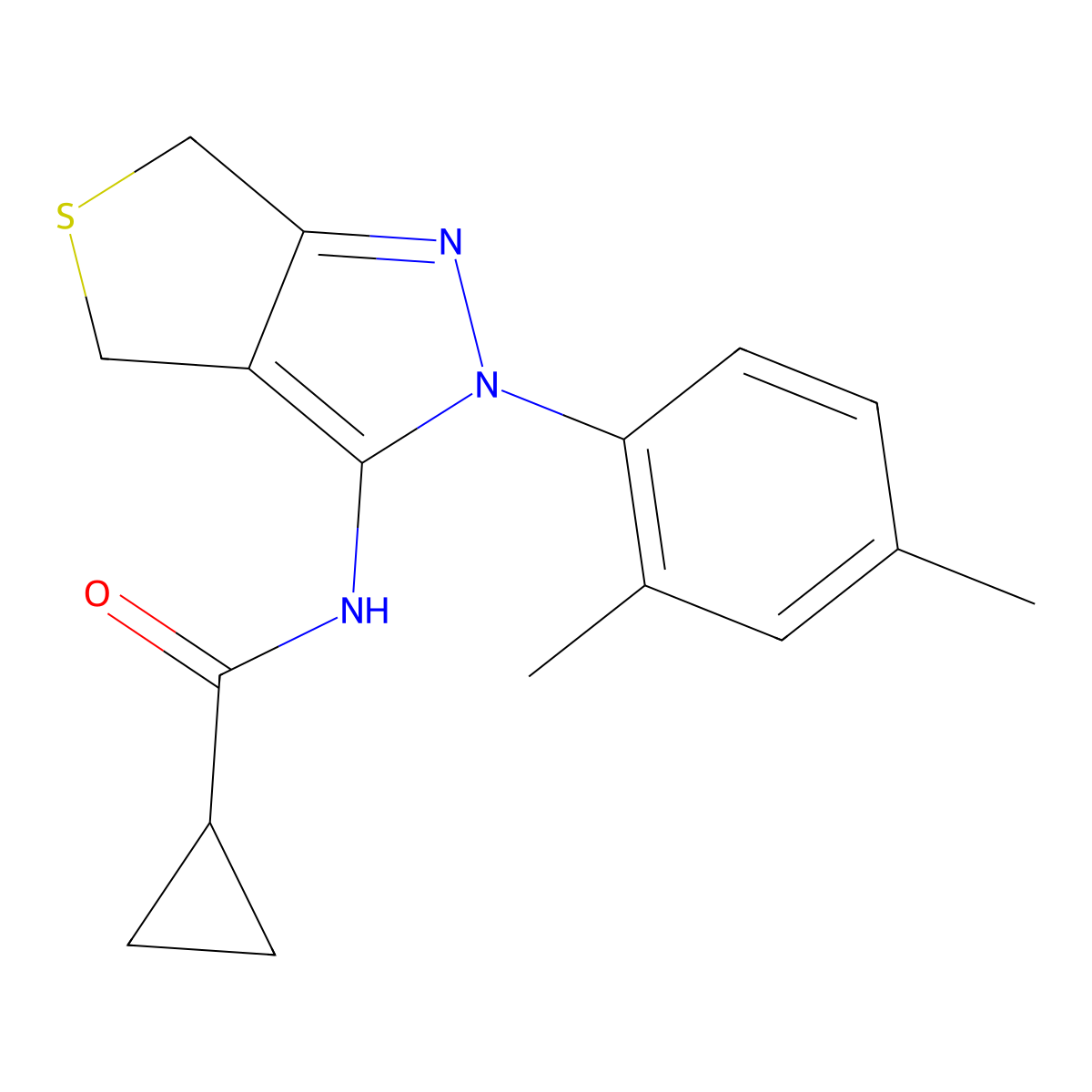 N-[2-(2,4-dimethylphenyl)-4,6-dihydrothieno[3,4-c]pyrazol-3-yl]cyclopropanecarboxamide molecular structure, CAS 396723-96-9