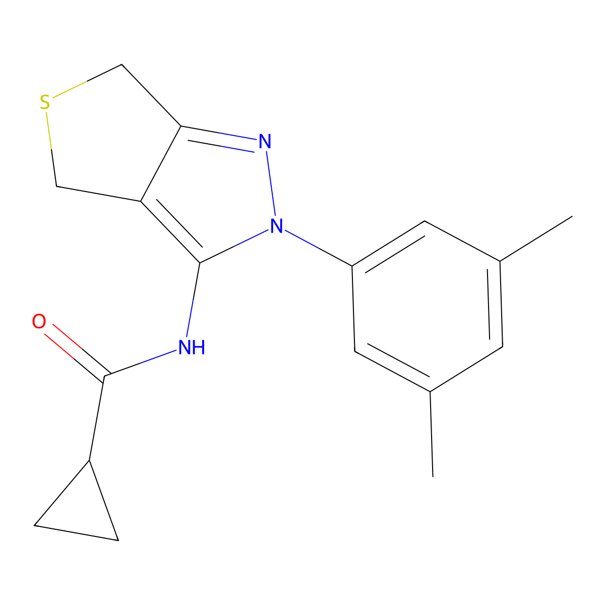 N-(2-(3,5-dimethylphenyl)-4,6-dihydro-2H-thieno[3,4-c]pyrazol-3-yl)cyclopropanecarboxamide molecular structure, CAS 396723-97-0