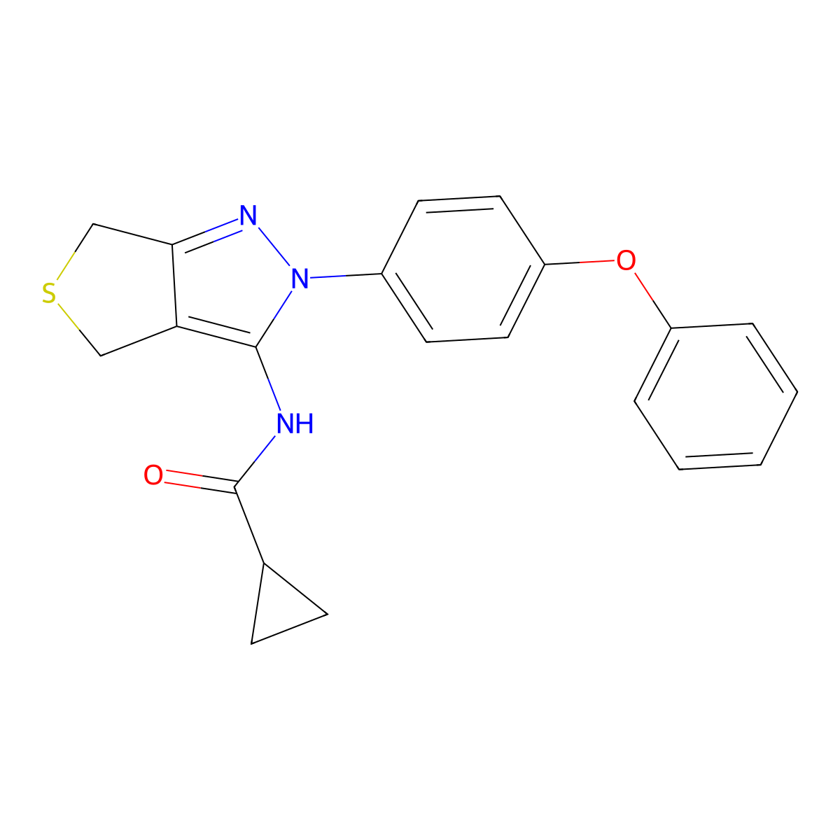 N-(2-(4-phenoxyphenyl)-4,6-dihydro-2H-thieno[3,4-c]pyrazol-3-yl)cyclopropanecarboxamide molecular structure, CAS 396723-98-1