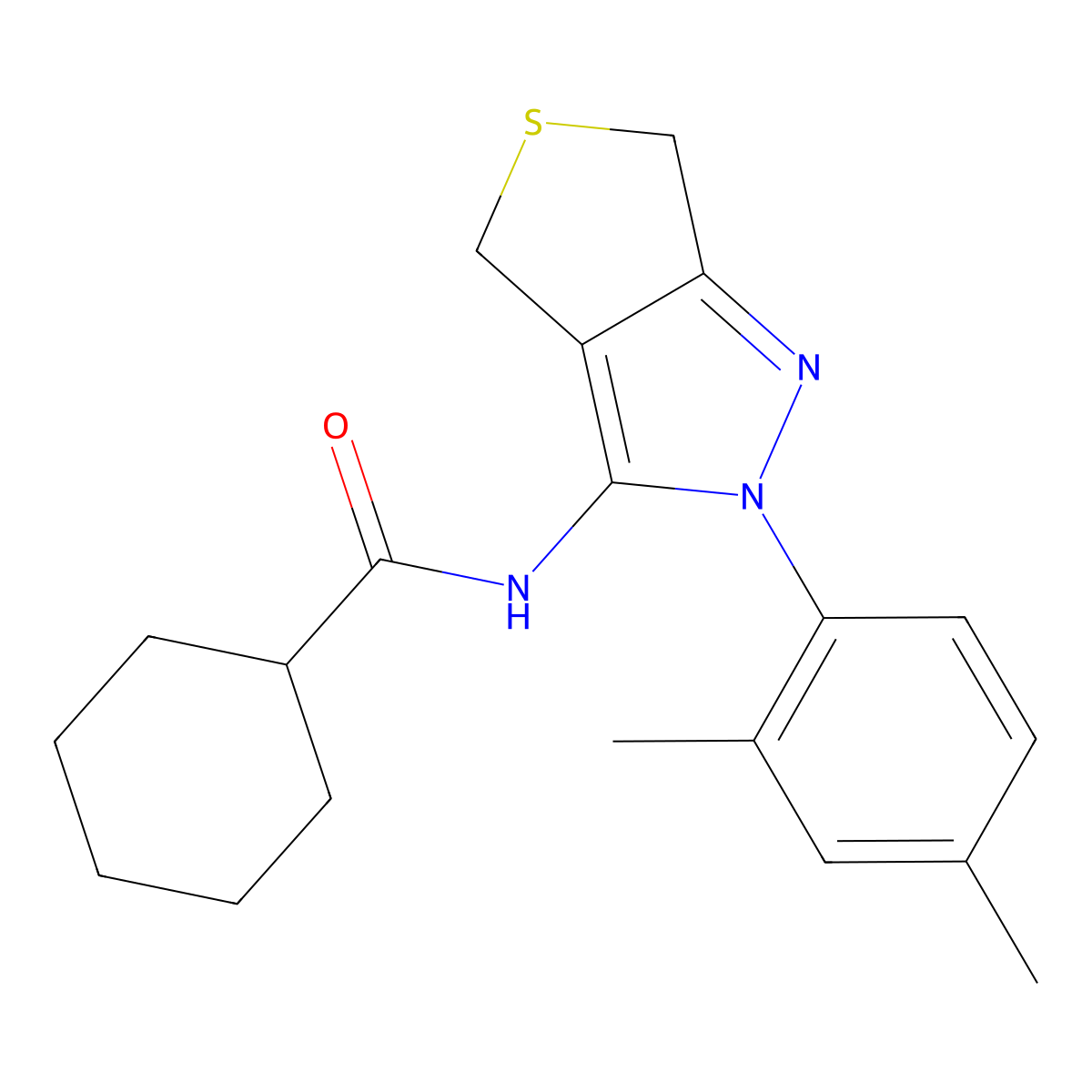 N-(2-(2,4-dimethylphenyl)-4,6-dihydro-2H-thieno[3,4-c]pyrazol-3-yl)cyclohexanecarboxamide molecular structure, CAS 396724-02-0