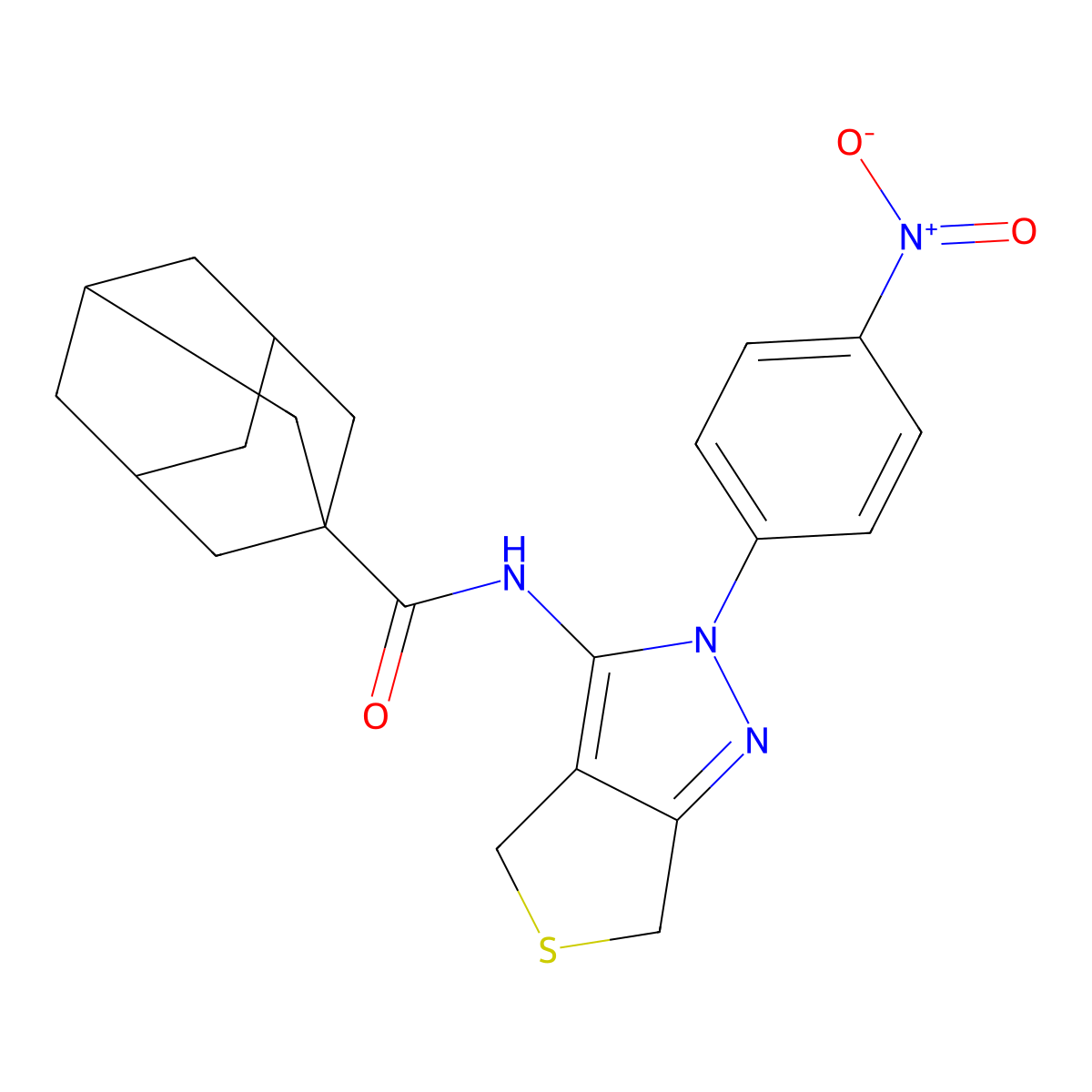 N-[2-(4-nitrophenyl)-4,6-dihydrothieno[3,4-c]pyrazol-3-yl]adamantane-1-carboxamide molecular structure, CAS 396724-14-4