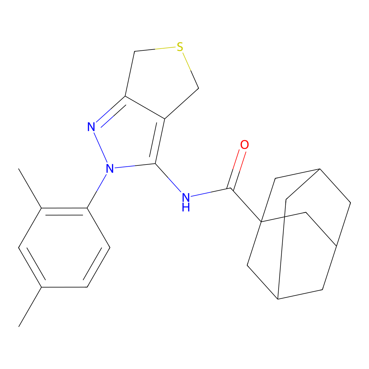 N-[2-(2,4-dimethylphenyl)-4,6-dihydrothieno[3,4-c]pyrazol-3-yl]adamantane-1-carboxamide molecular structure, CAS 396724-15-5