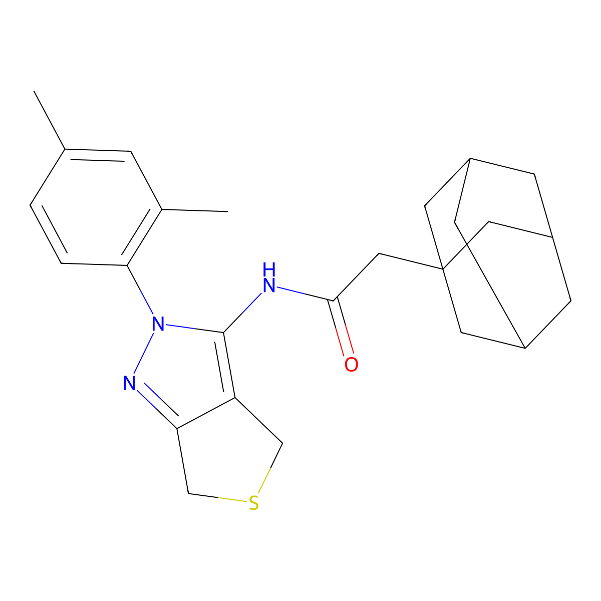 2-(1-adamantyl)-N-[2-(2,4-dimethylphenyl)-4,6-dihydrothieno[3,4-c]pyrazol-3-yl]acetamide molecular structure, CAS 396724-23-5