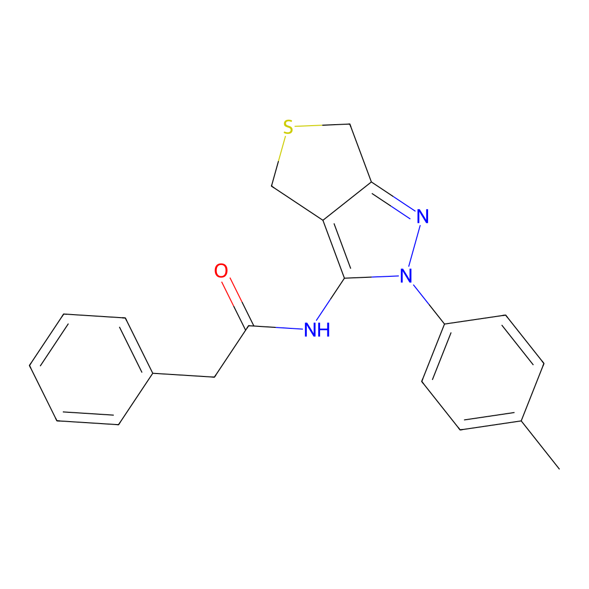 N-[2-(4-methylphenyl)-4,6-dihydrothieno[3,4-c]pyrazol-3-yl]-2-phenylacetamide molecular structure, CAS 396724-30-4