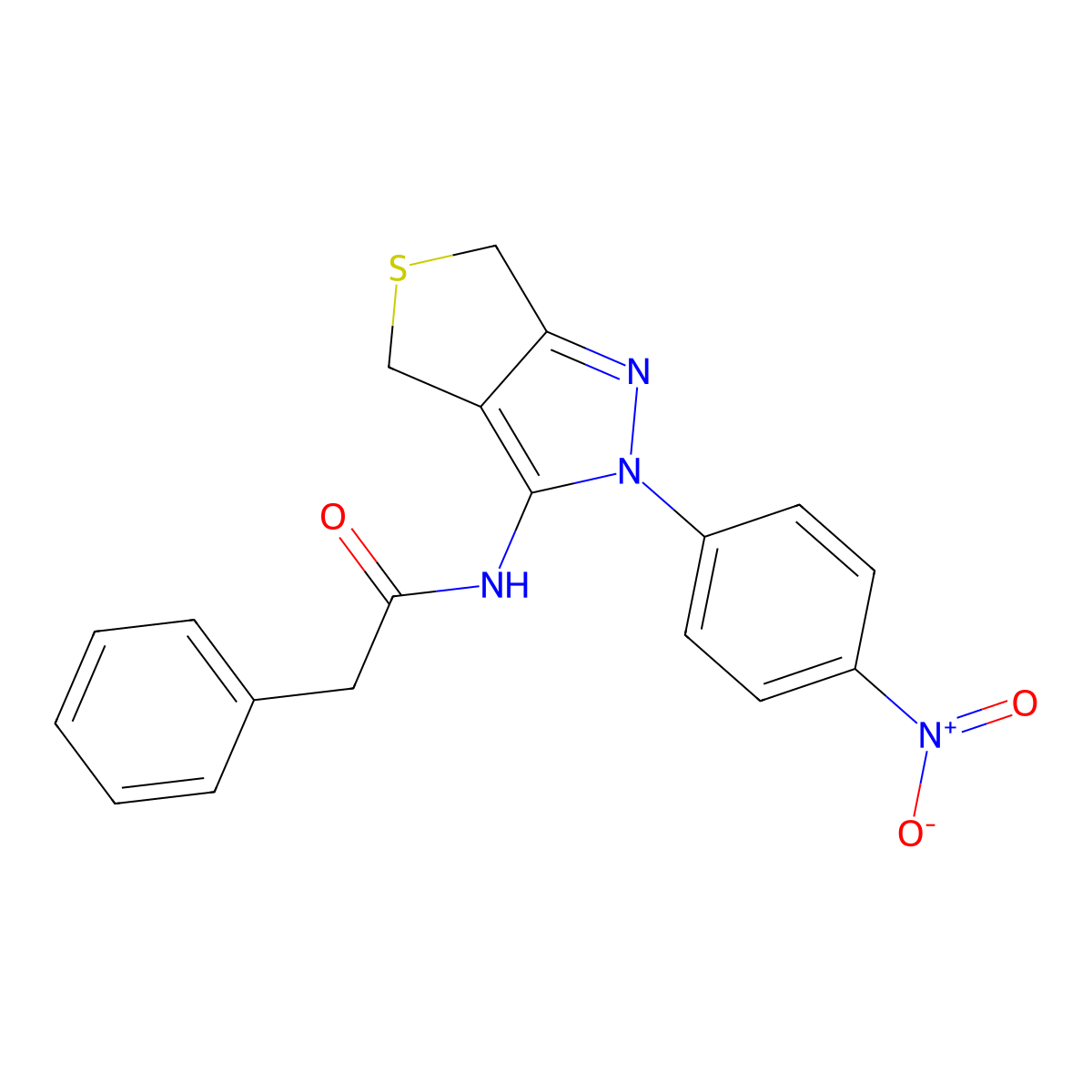 N-[2-(4-nitrophenyl)-4,6-dihydrothieno[3,4-c]pyrazol-3-yl]-2-phenylacetamide molecular structure, CAS 396724-32-6