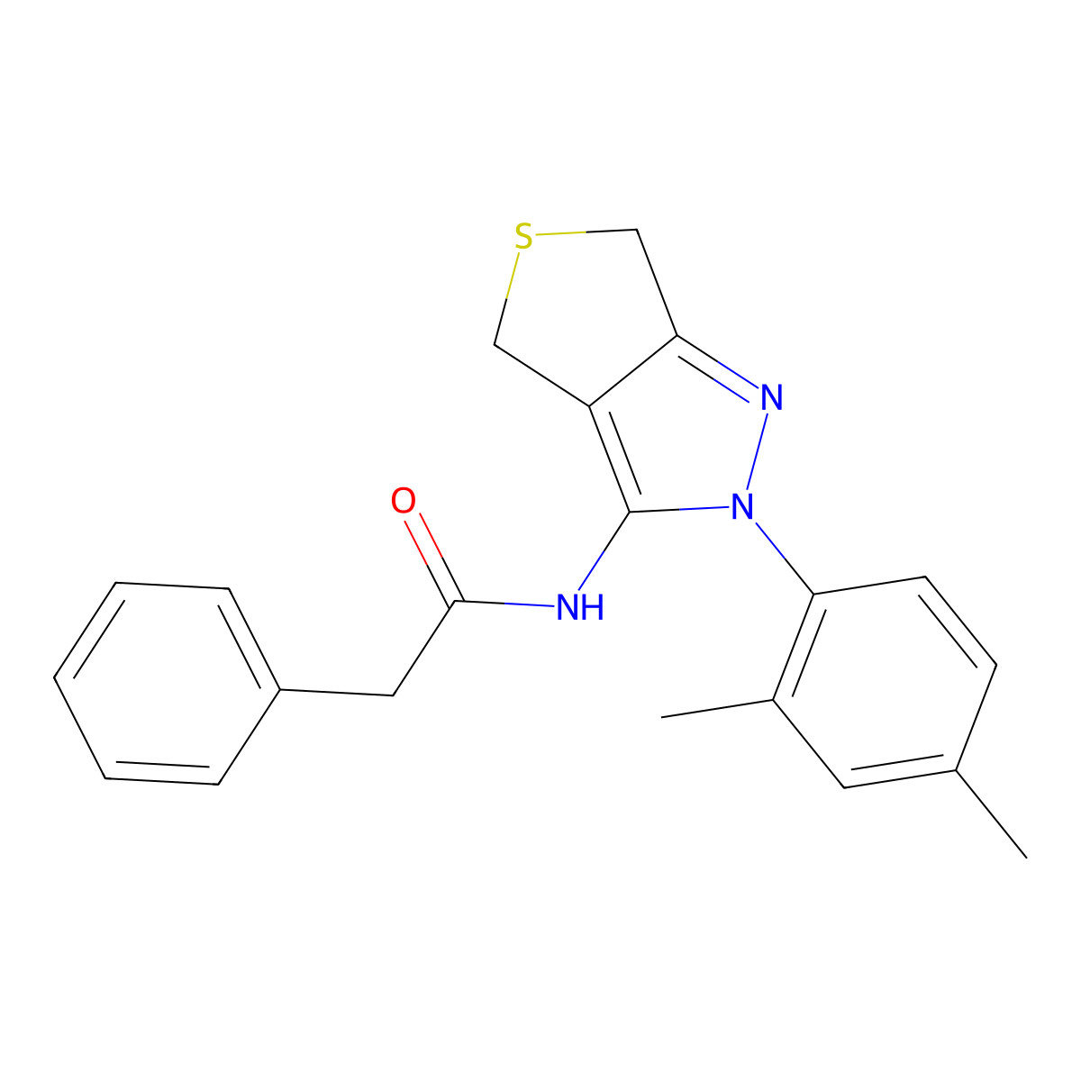 N-[2-(2,4-dimethylphenyl)-4,6-dihydrothieno[3,4-c]pyrazol-3-yl]-2-phenylacetamide molecular structure, CAS 396724-33-7