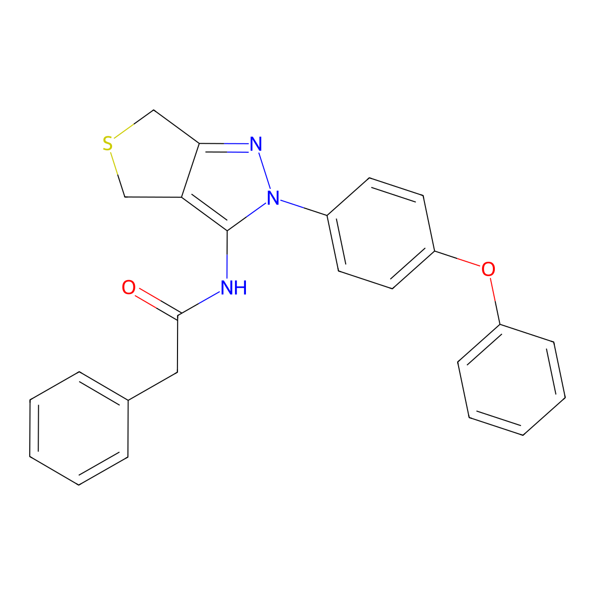 N-(2-(4-phenoxyphenyl)-4,6-dihydro-2H-thieno[3,4-c]pyrazol-3-yl)-2-phenylacetamide molecular structure, CAS 396724-36-0