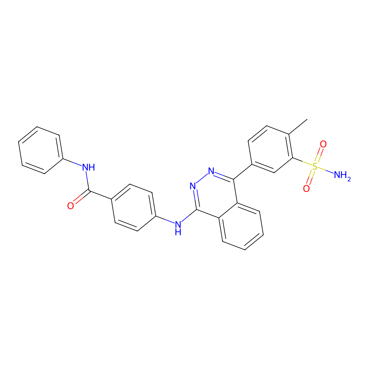 4-[[4-(4-methyl-3-sulfamoylphenyl)phthalazin-1-yl]amino]-N-phenylbenzamide molecular structure, CAS 396724-55-3