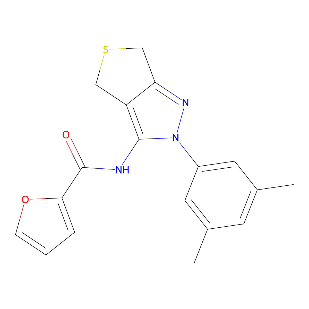N-(2-(3,5-dimethylphenyl)-4,6-dihydro-2H-thieno[3,4-c]pyrazol-3-yl)furan-2-carboxamide molecular structure, CAS 396724-63-3