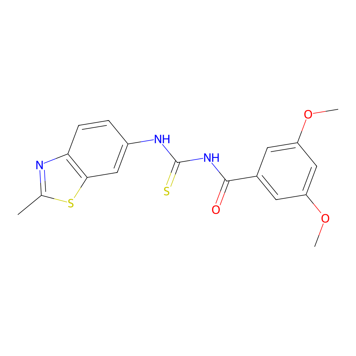 3,5-dimethoxy-N-((2-methylbenzo[d]thiazol-6-yl)carbamothioyl)benzamide molecular structure, CAS 396724-84-8