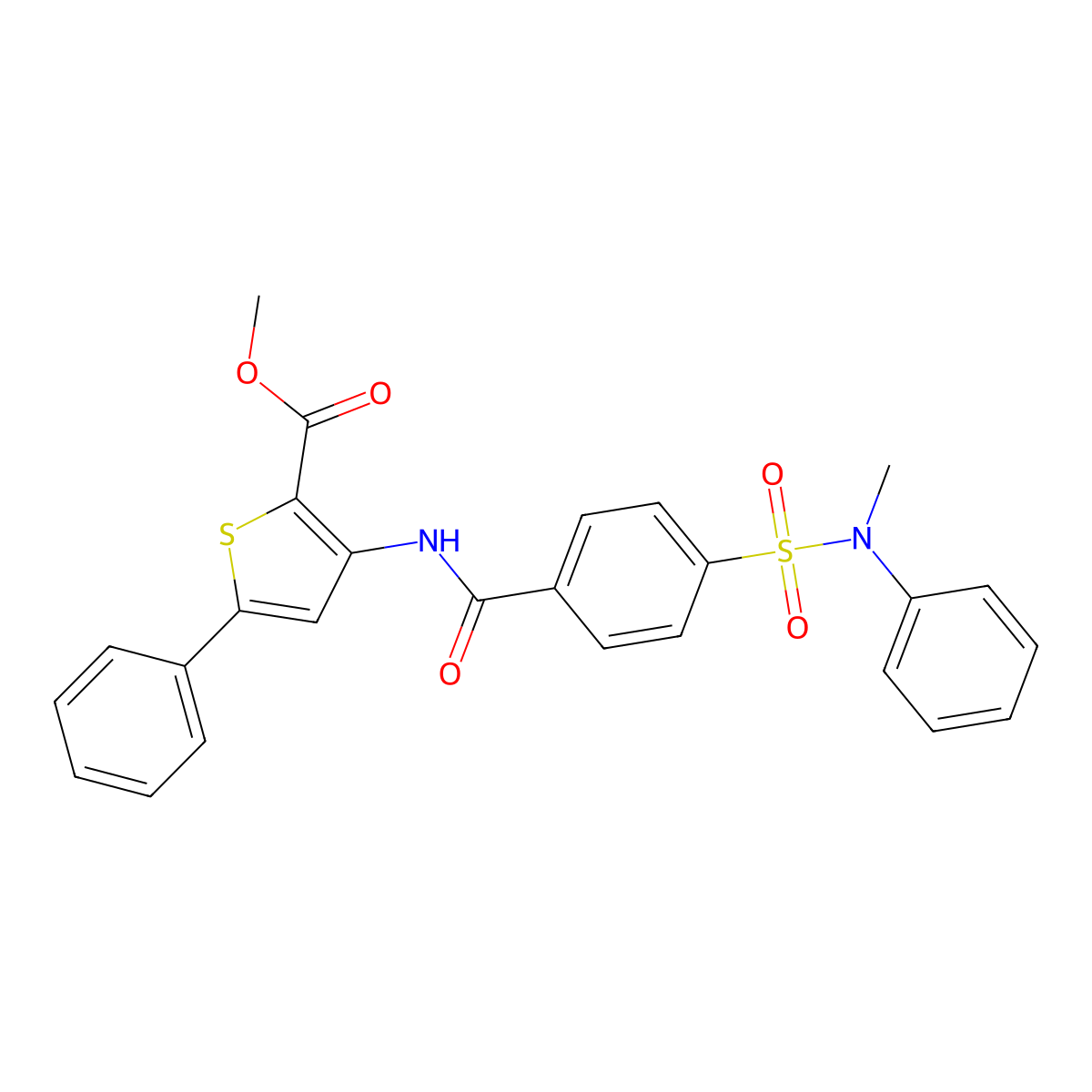 methyl 3-(4-(N-methyl-N-phenylsulfamoyl)benzamido)-5-phenylthiophene-2-carboxylate molecular structure, CAS 396724-92-8
