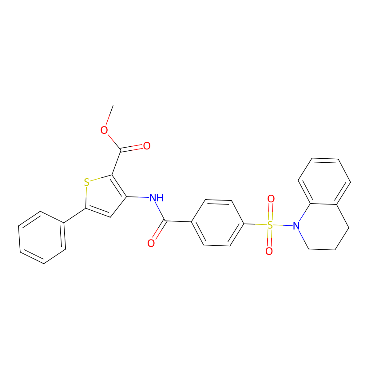methyl 3-(4-((3,4-dihydroquinolin-1(2H)-yl)sulfonyl)benzamido)-5-phenylthiophene-2-carboxylate molecular structure, CAS 396724-96-2