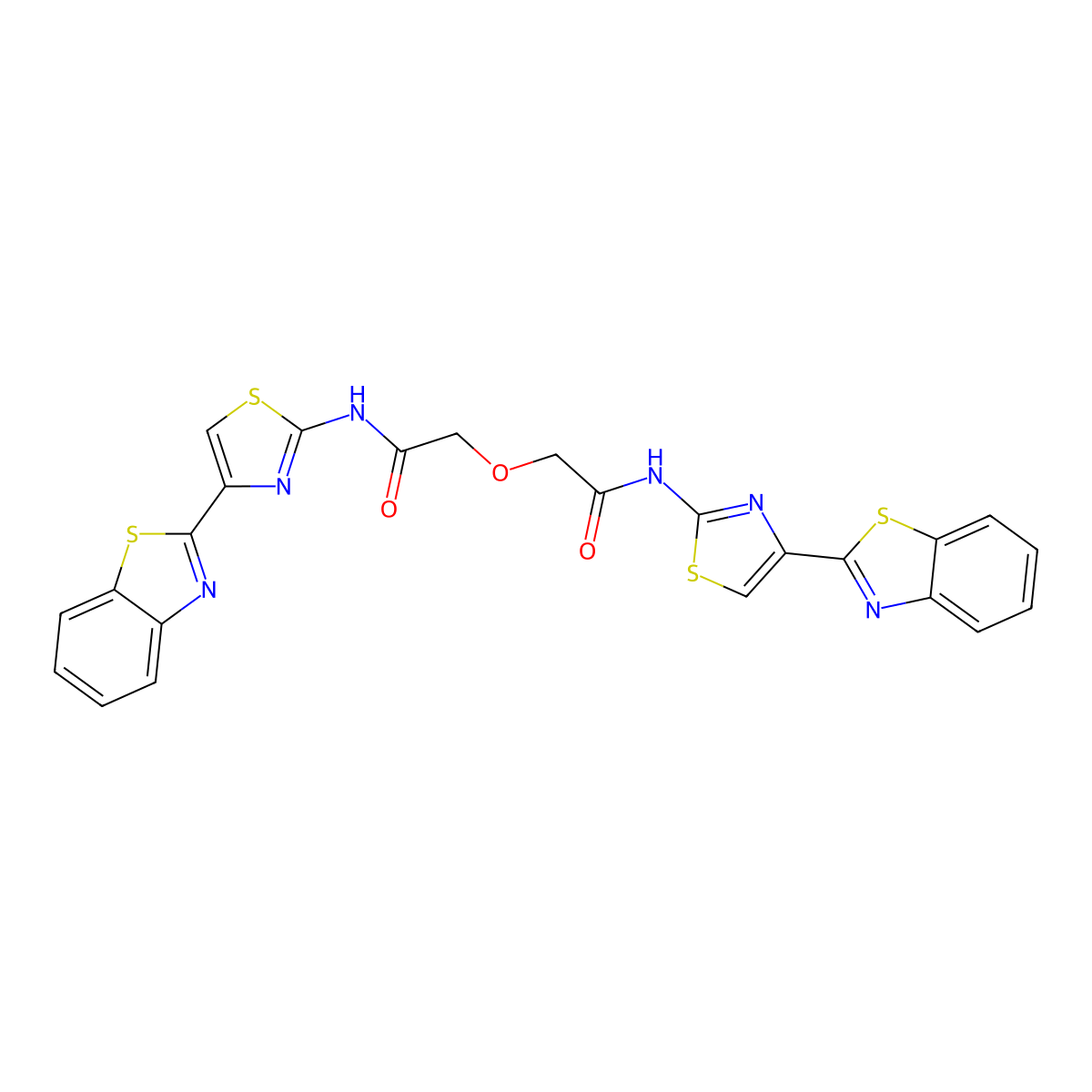 N-[4-(1,3-benzothiazol-2-yl)-1,3-thiazol-2-yl]-2-[2-[[4-(1,3-benzothiazol-2-yl)-1,3-thiazol-2-yl]amino]-2-oxoethoxy]acetamide molecular structure, CAS 396725-02-3