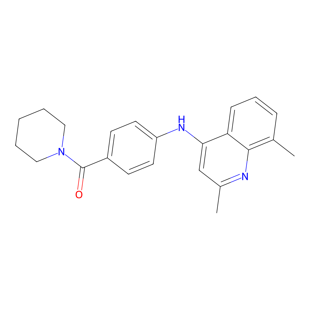 [4-[(2,8-Dimethylquinolin-4-yl)amino]phenyl]-piperidin-1-ylmethanone molecular structure, CAS 396725-22-7