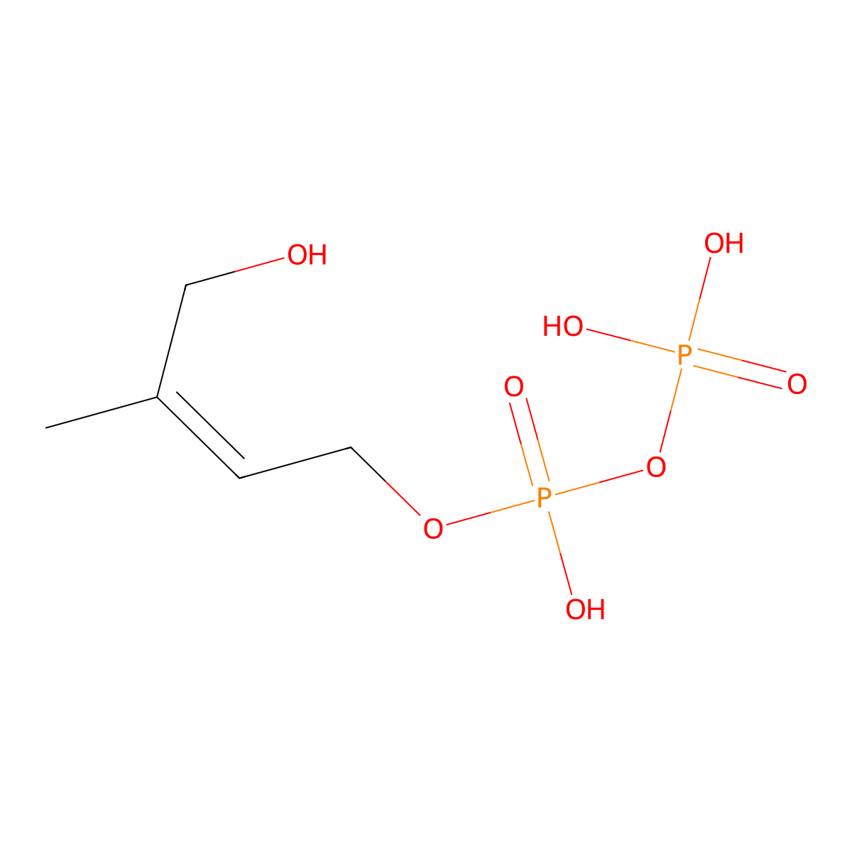 (2E)-4-hydroxy-3-methylbut-2-en-1-yl trihydrogen diphosphate molecular structure, CAS 396726-03-7