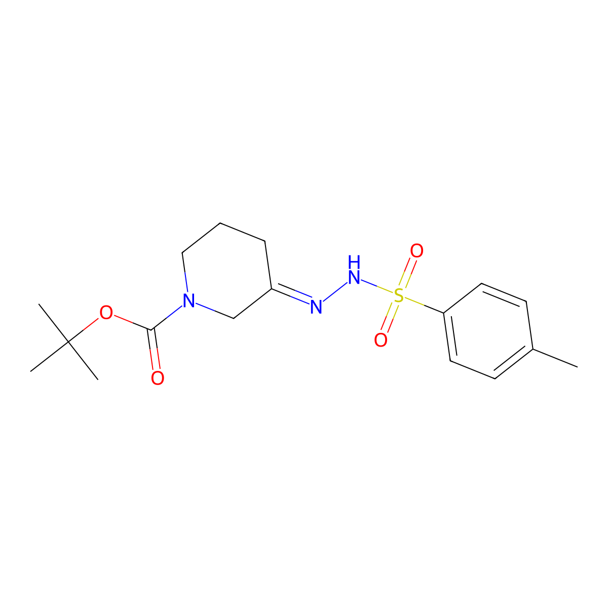 (Z)-tert-butyl 3-(2-tosylhydrazono)piperidine-1-carboxylate molecular structure, CAS 396730-46-4