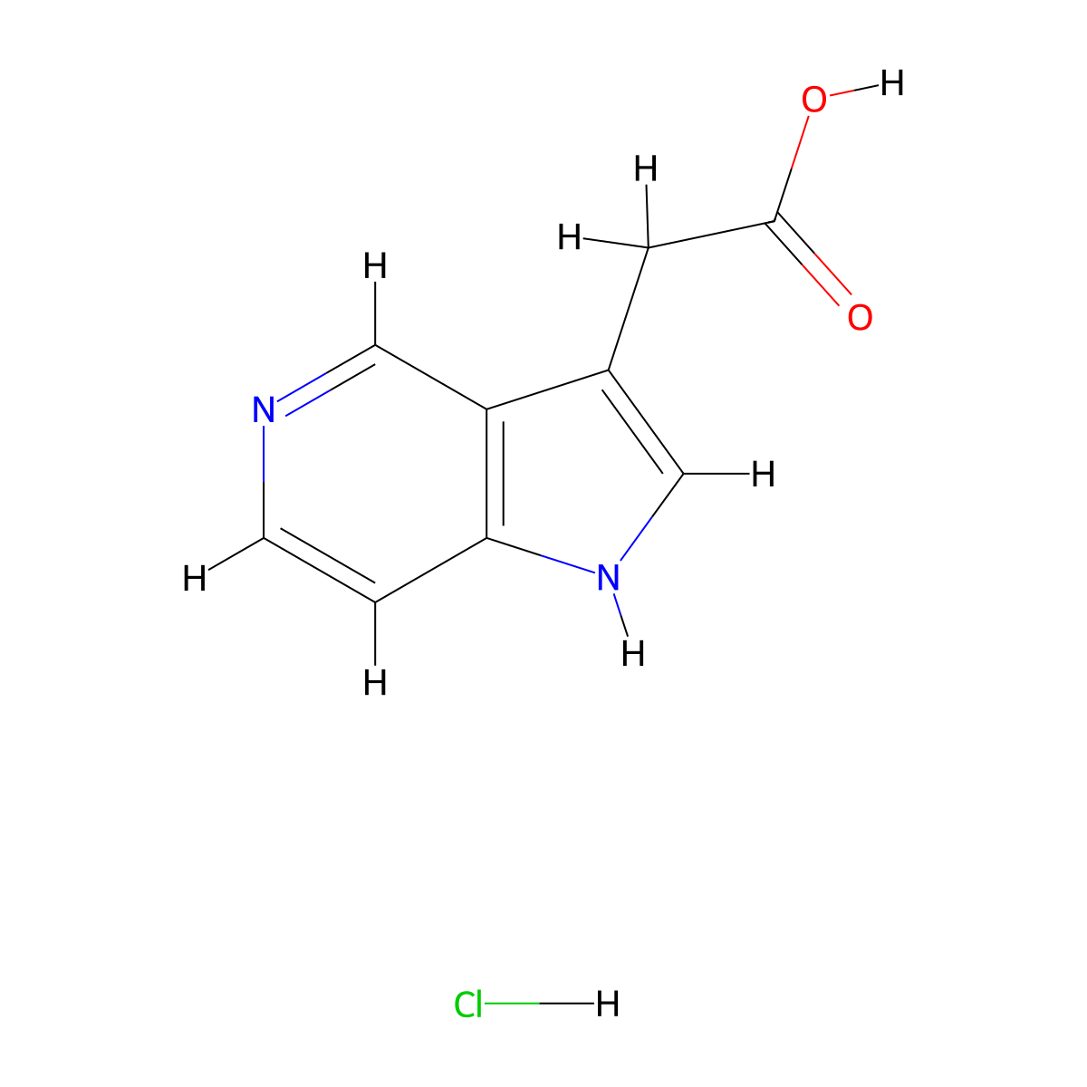 2-{1H-pyrrolo[3,2-c]pyridin-3-yl}acetic acid hydrochloride molecular structure, CAS 39676-17-0