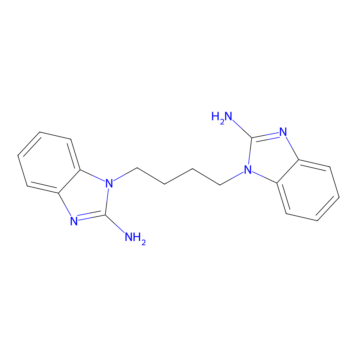 1-[4-(2-Aminobenzimidazolyl)butyl]benzimidazole-2-ylamine molecular structure, CAS 39677-08-2