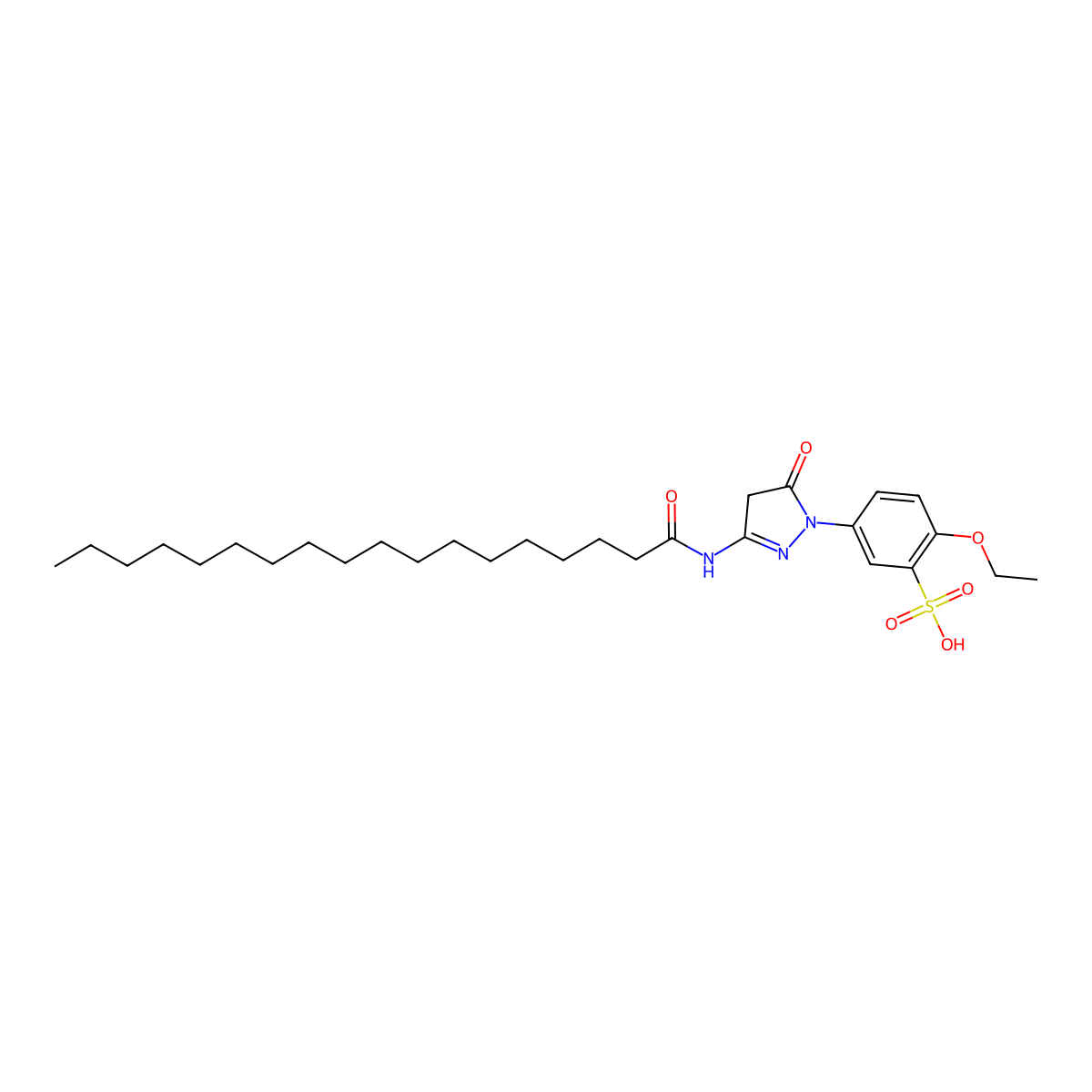 2-Ethoxy-5-(5-oxo-3-stearamido-2-pyrazolin-1-yl)benzenesulphonic acid molecular structure, CAS 3968-15-8