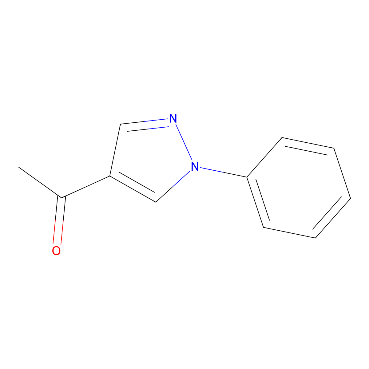 1-(1-phenyl-1H-pyrazol-4-yl)ethan-1-one molecular structure, CAS 3968-40-9