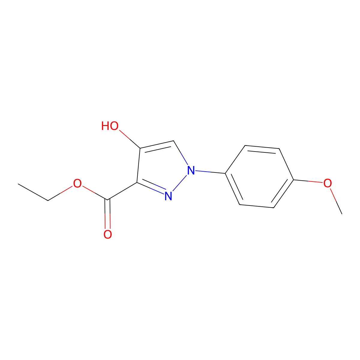 Ethyl 4-hydroxy-1-(4-methoxyphenyl)pyrazole-3-carboxylate molecular structure, CAS 39683-26-6