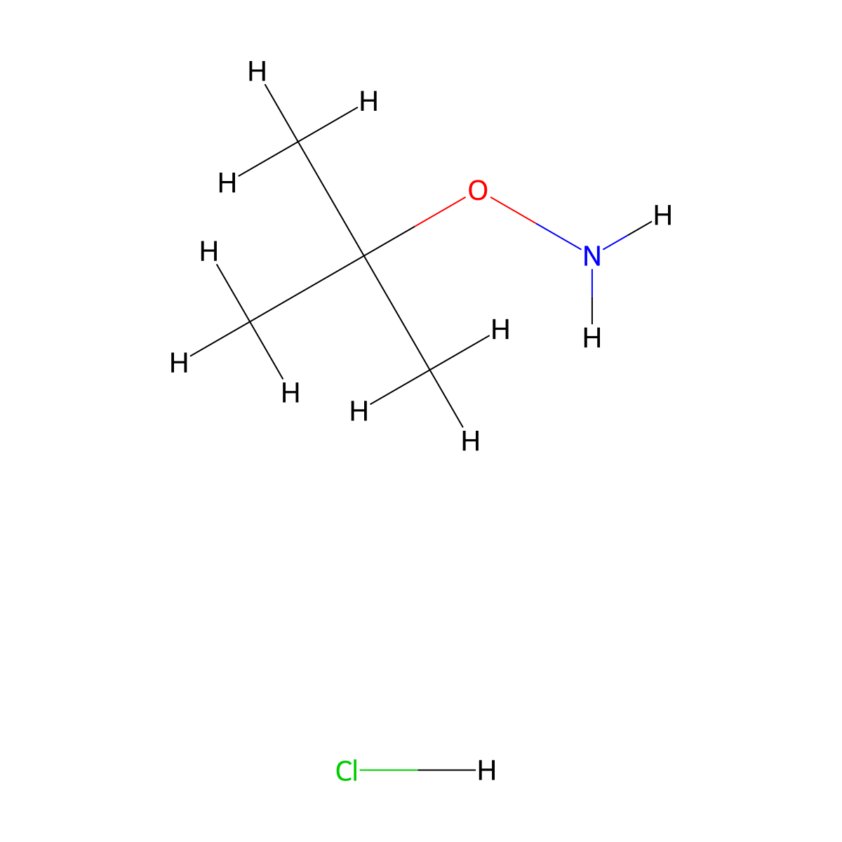 O-tert-butylhydroxylamine hydrochloride molecular structure, CAS 39684-28-1