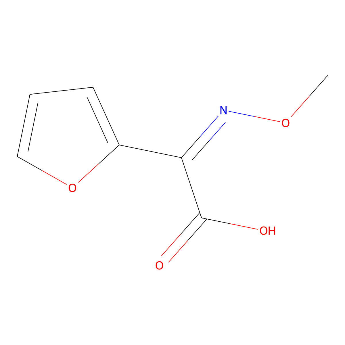 Methoxyiminofuranyl acetic acid molecular structure, CAS 39684-61-2