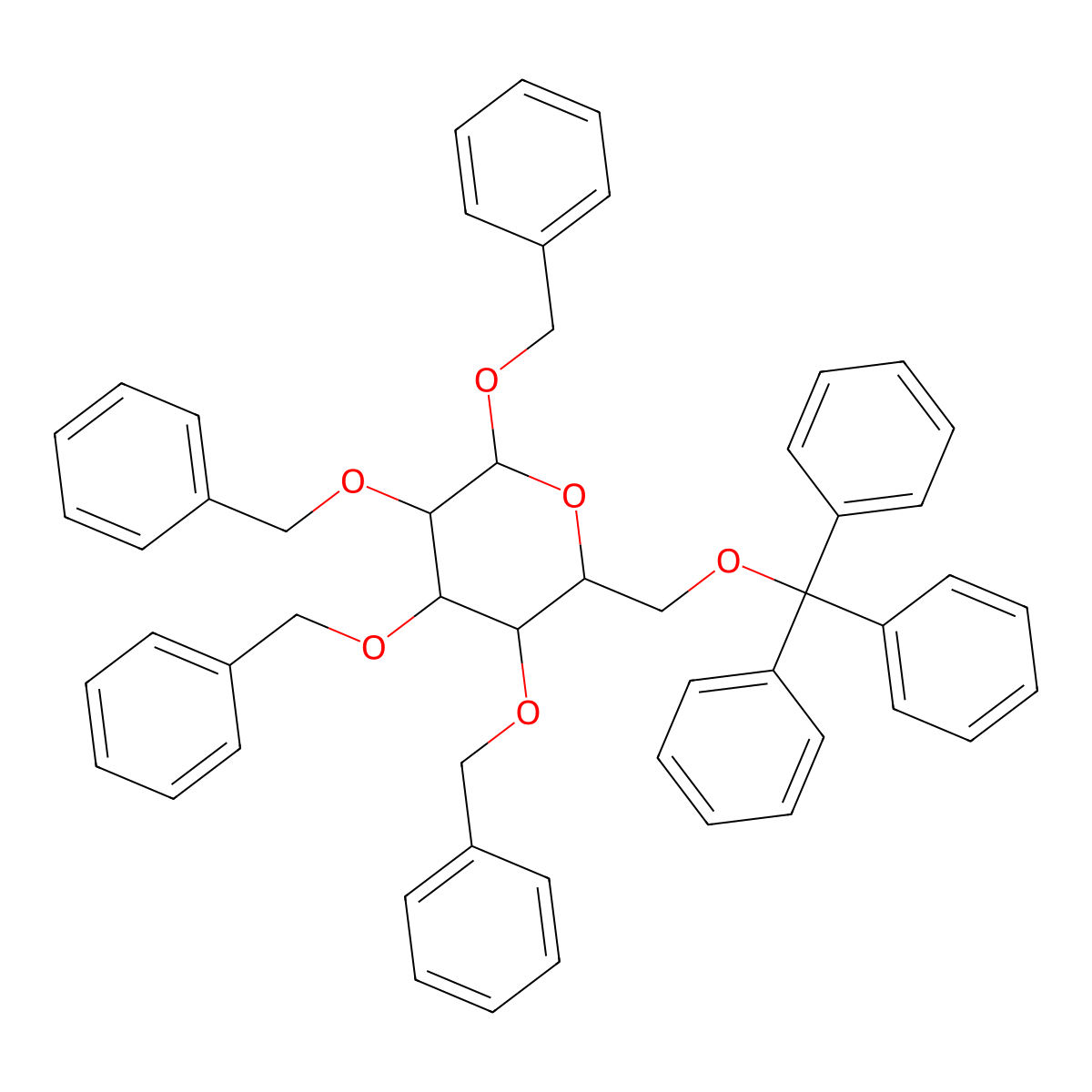 1,2,3,4-Tetra-O-benzyl-6-O-trityl-b-D-galactopyranose molecular structure, CAS 39687-22-4