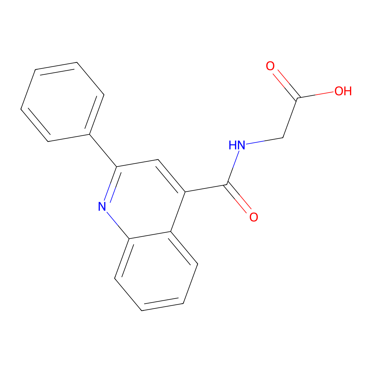 2-[(2-phenylquinoline-4-carbonyl)amino]acetic Acid molecular structure, CAS 3969-94-6