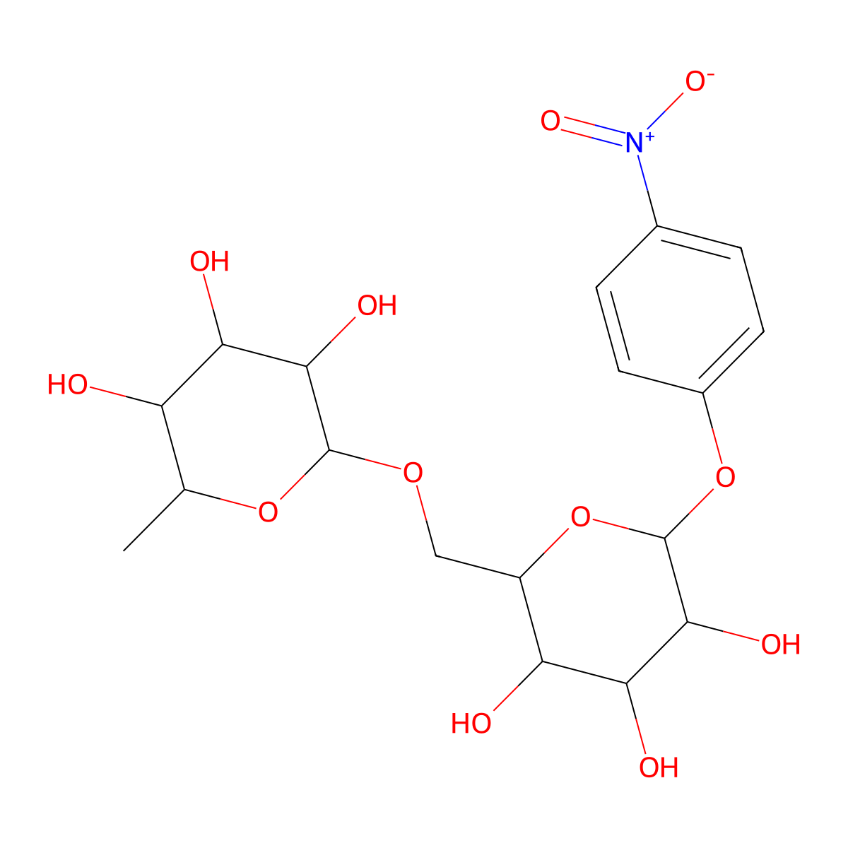 Rha(a1-6)Glc(b)-O-Ph(4-NO2) molecular structure, CAS 39698-28-7